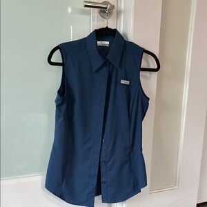 Columbia Blue Sleeveless Button Down Shirt